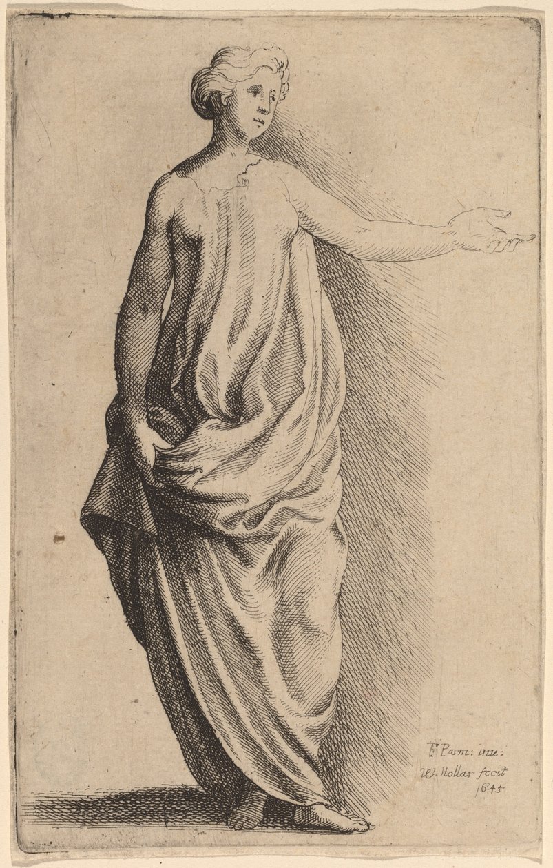 Figura em pé de Wenceslaus Hollar after Parmigianino