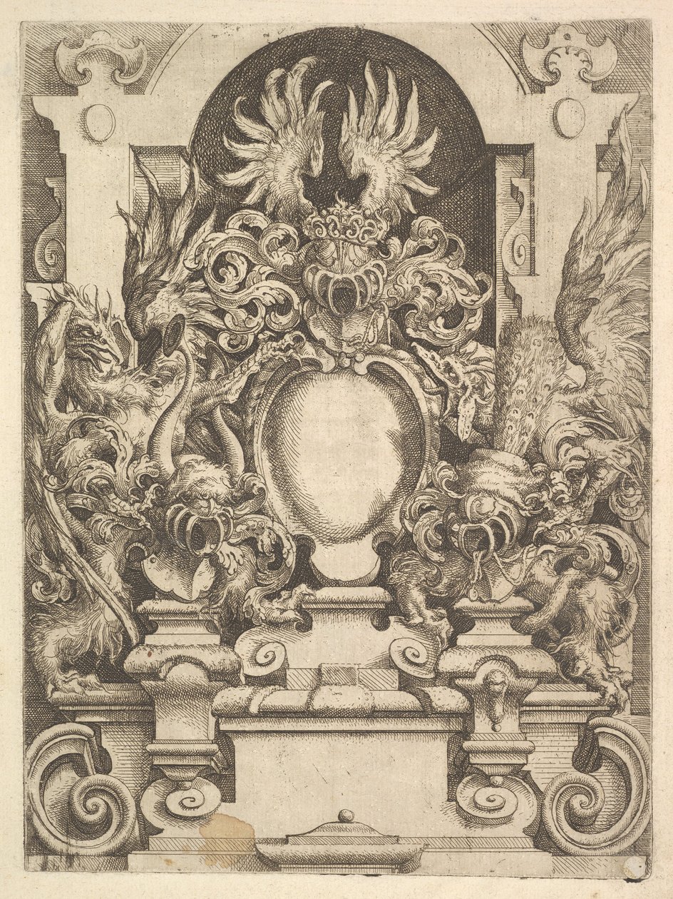 Projeto para uma cartela, Prato da Architecttura de Dietterlin, 1598. de Wendel Dietterlin the Elder