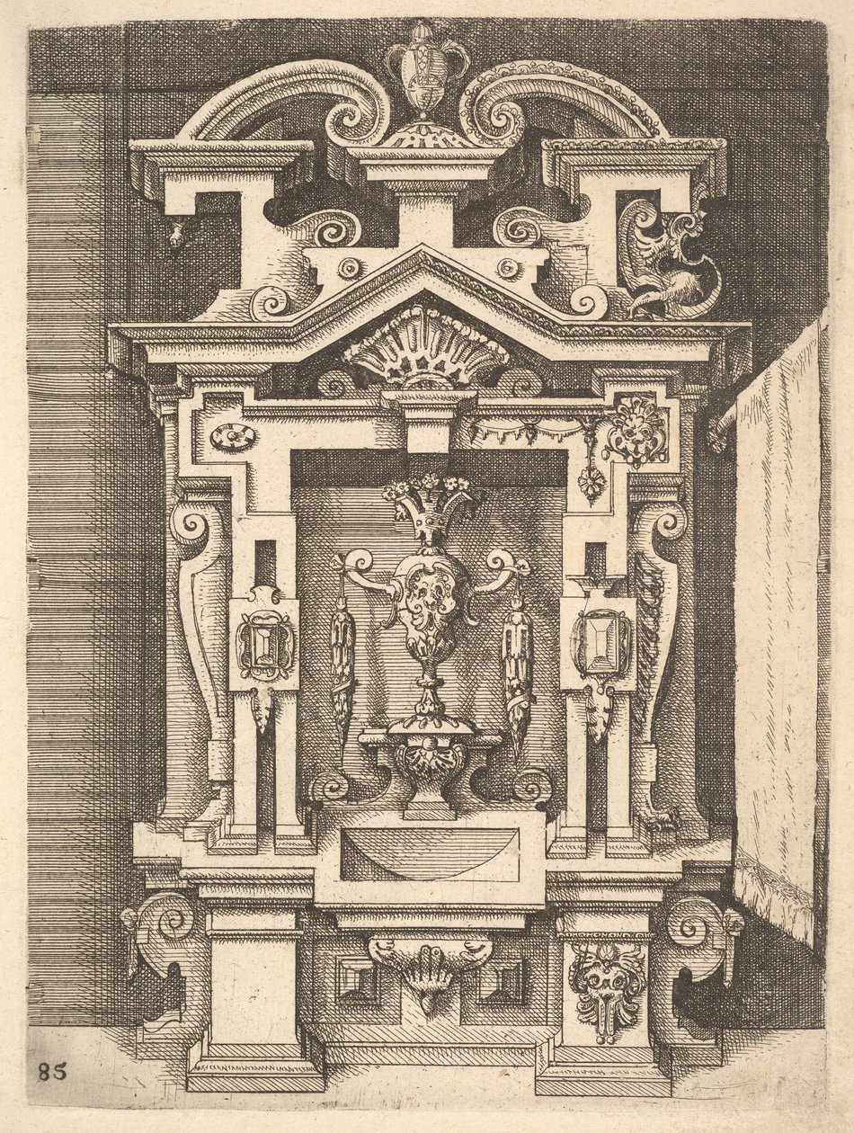 Projeto para um Lavabo, Placa 85 de Dietterlins Architectura, 1598. de Wendel Dietterlin the Elder