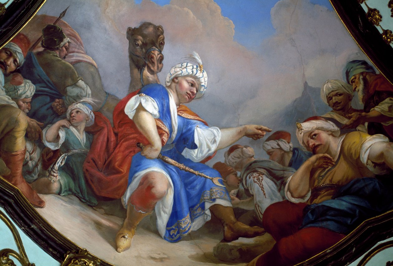 Fresco, salão principal do castelo de Ploskovice, Boémia. República Checa. de Wenzel Lorenz Reiner