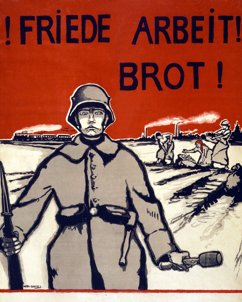Paz, trabalho, pão! Pub. Alemanha c.1918 de Wera von Bartels