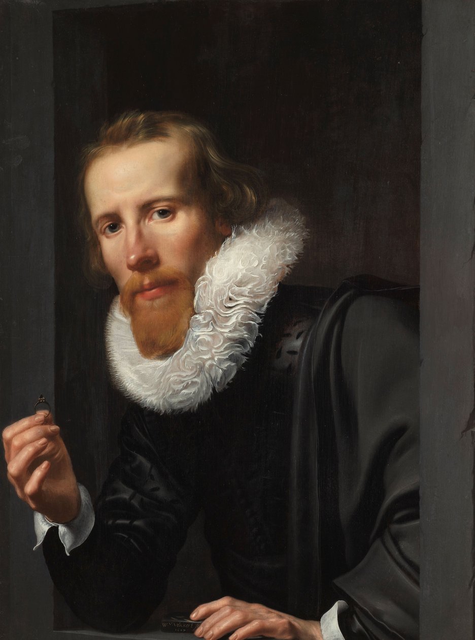 Retrato de um ourives, provavelmente Bartholomeus Jansz van Assendelft, 1617 de Werner van den Valckert