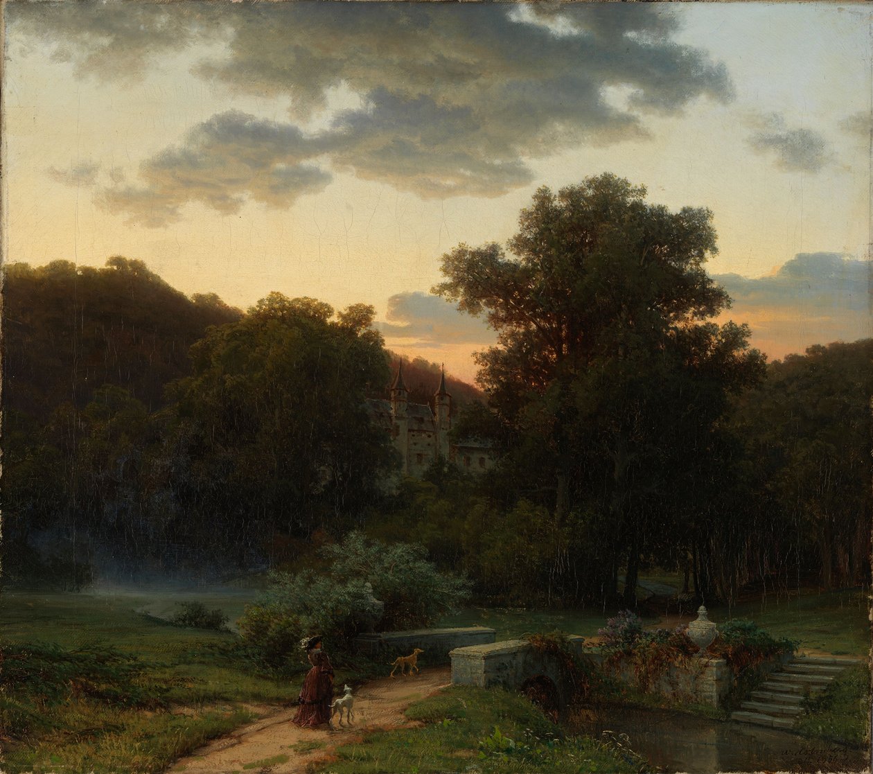 Parque de castelo alemão ao pôr do sol de Werner Holmberg
