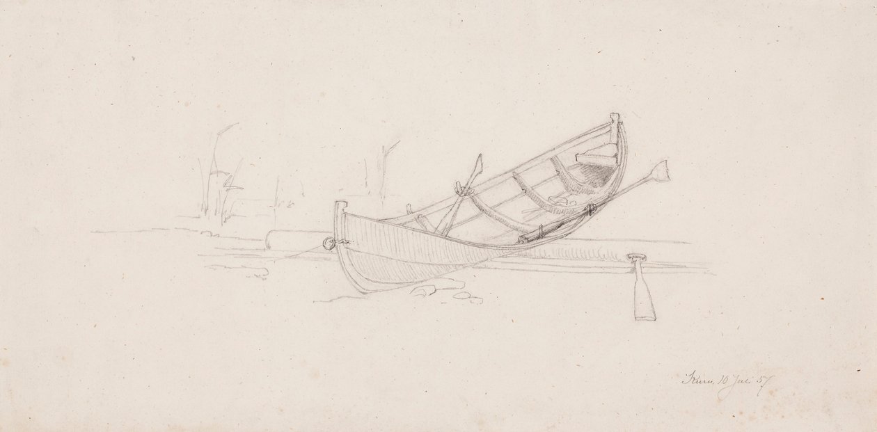 Um barco a remos rebocado por um tronco em Maih de Werner Holmberg