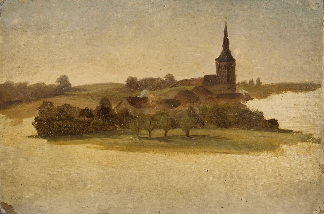 Vista em direcção à igreja de Erkrath, estudo de Werner Holmberg