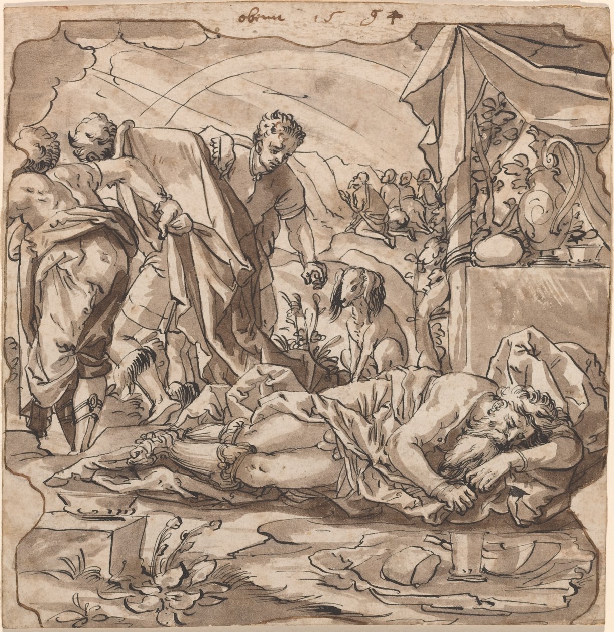 A embriaguez de Noé de Werner Kübler after Tobias Stimmer