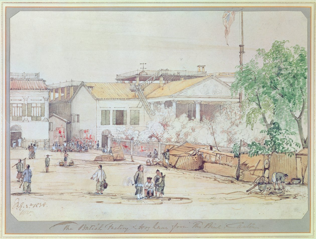 A fábrica britânica em Hog Lane, Canton, 1838 (wc no papel) de Werner Varnham