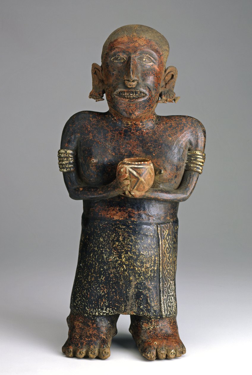 Figura Fêmea em pé, c.200 B.C.E.-300 C.E. (cerâmica com tinta deslizante vermelha, branca e preta) de West Mexican