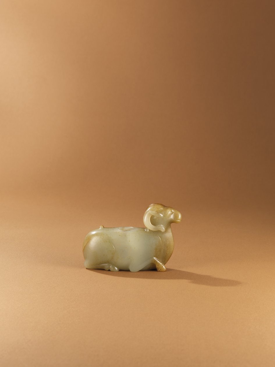 Pote de água em forma de carneiro (celadon jade) de Western Han Dynasty Chinese School