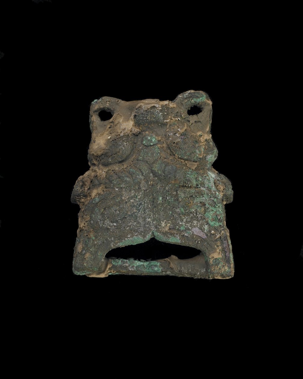 Ornamento: máscara animal grotesca (bronze) de Western Zhou Dynasty Chinese School