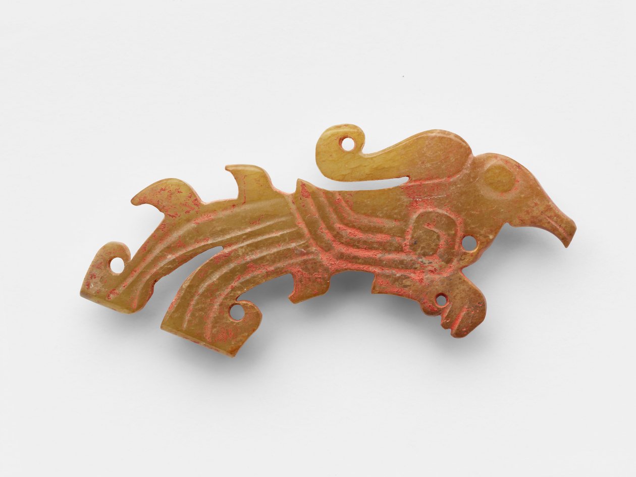 Pingente em forma de ave, c.1050-c.950 BC (jade, nephrite) de Western Zhou Dynasty Chinese School