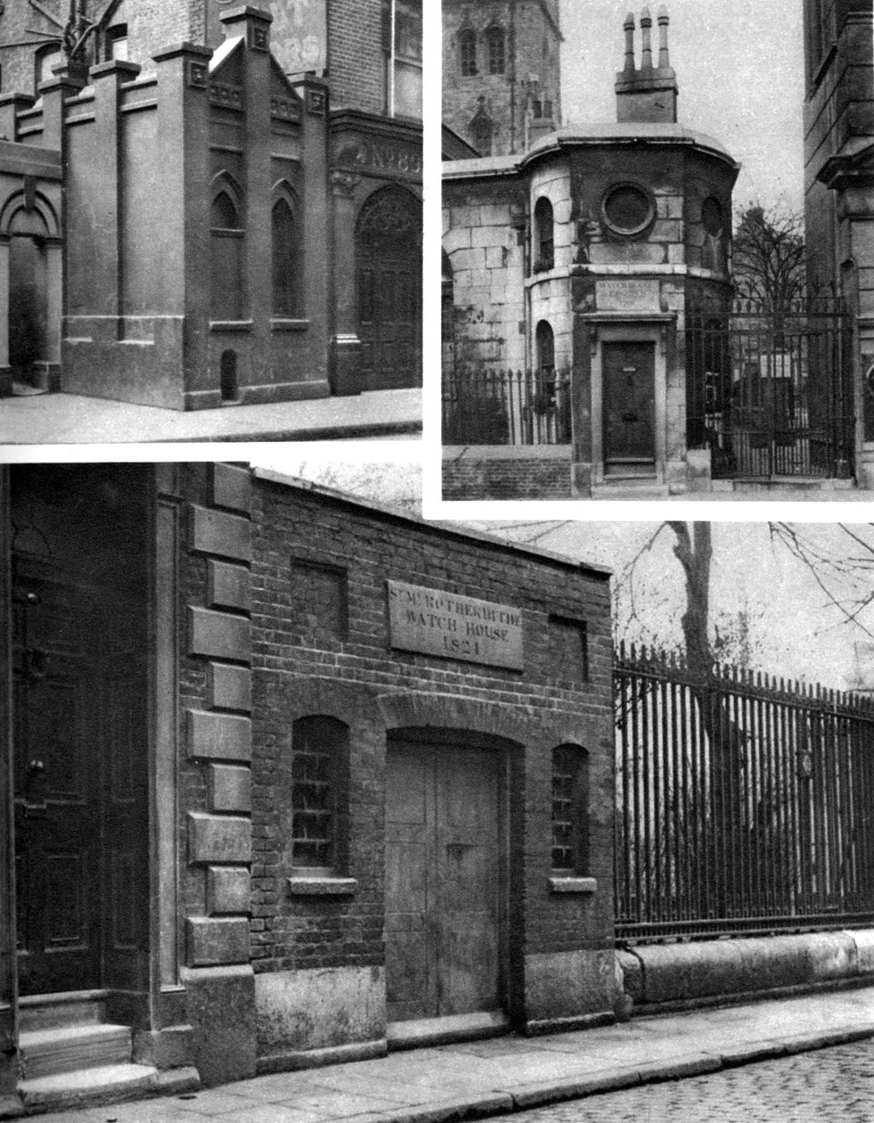 Três casas de relógios de cemitério, Londres, 1926-1927 de Whiffin