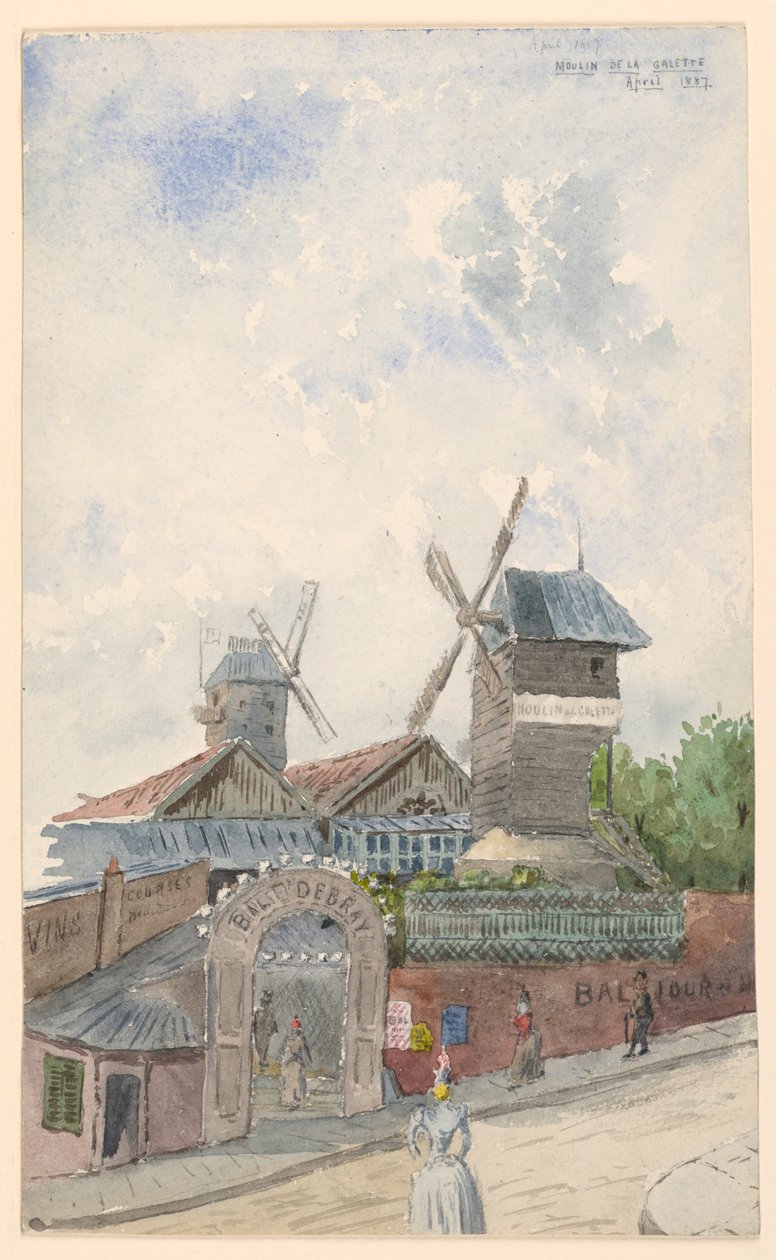 Desenho, Moulin de la Galette, Paris, abril de 1887 de Whitney Warren Jr.