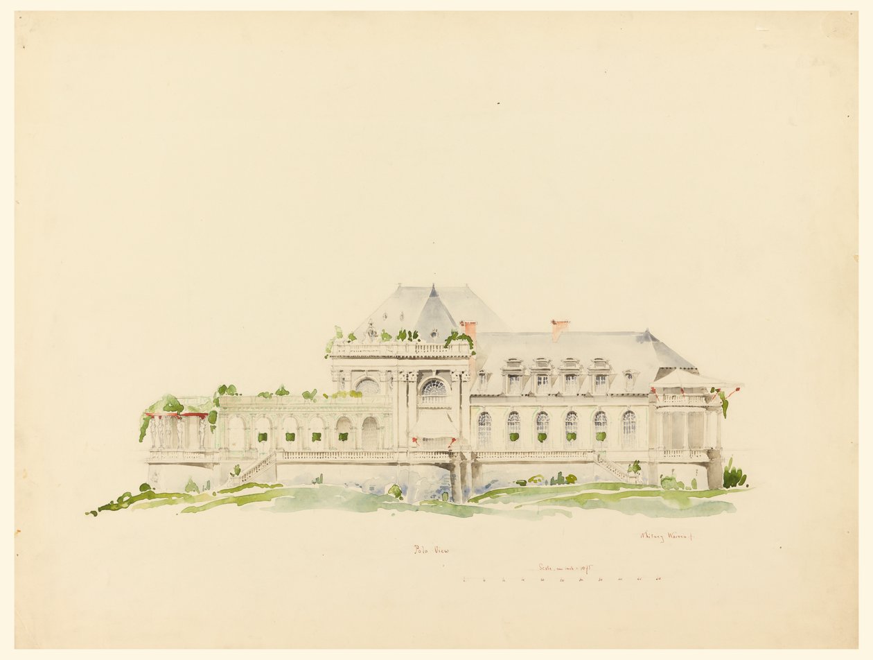 Elevação para Polo Grounds, Clubhouse, Newport, Rhode Island e Golf Club de Whitney Warren Jr.