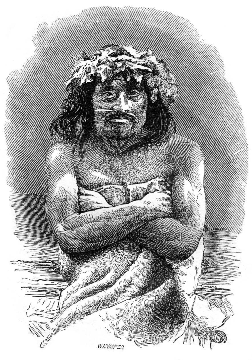 Indígena da ilha de Vancouver, Columbia Britânica, século XIX. de Whymper