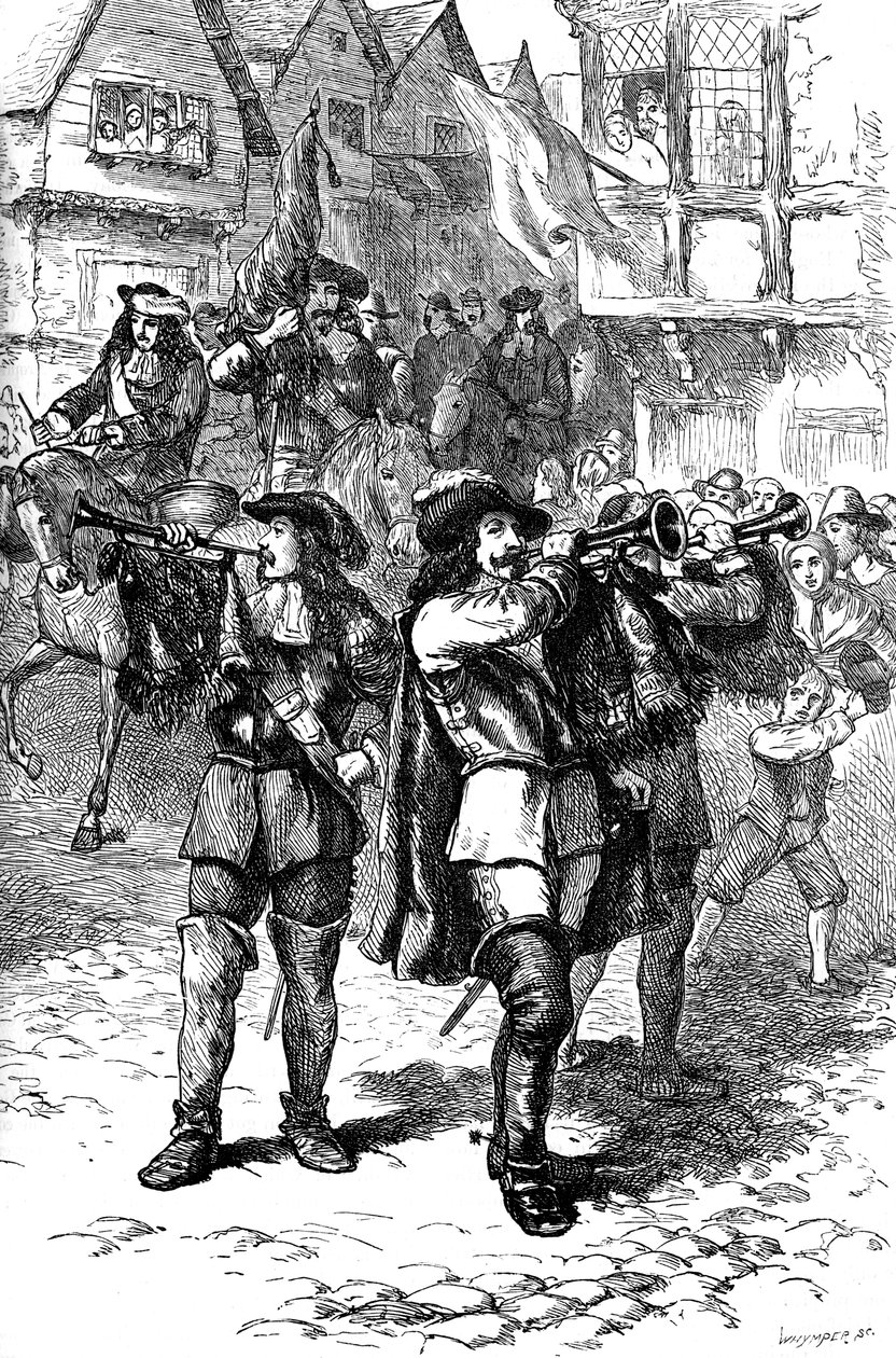 James II proclamado em Boston, 1685 c1880 de Whymper