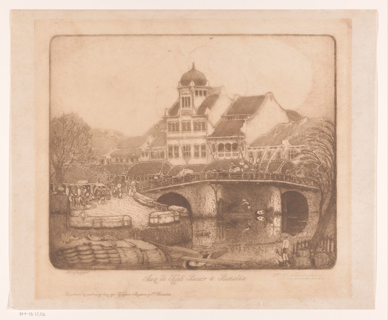 Aan de Kali Besar te Batavia (título original no objeto) de Wijnand Otto Jan Nieuwenkamp (signed by artist)