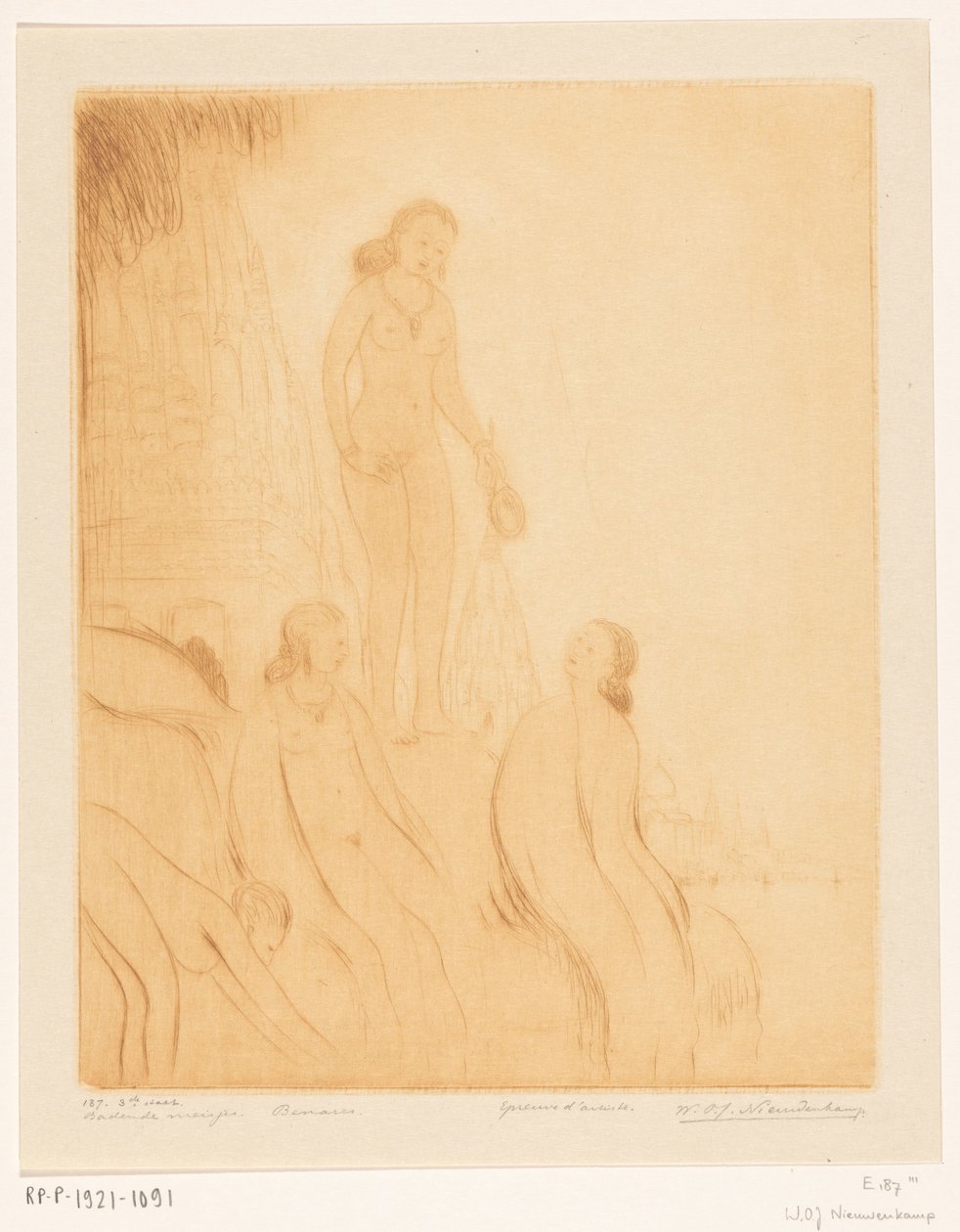 Raparigas a tomar banho nas margens do Ganges em Benares
Raparigas de banho (título original) de Wijnand Otto Jan Nieuwenkamp (signed by artist)