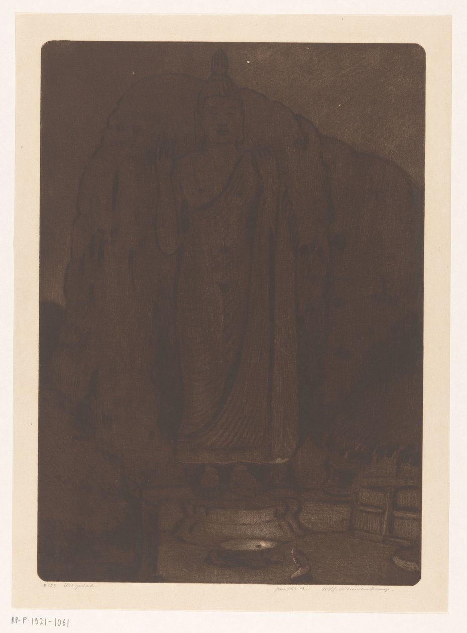 Beeld van de boeddha Avukana bij Kekirawa op Sri Lanka Het gebed (título original) de Wijnand Otto Jan Nieuwenkamp (signed by artist)