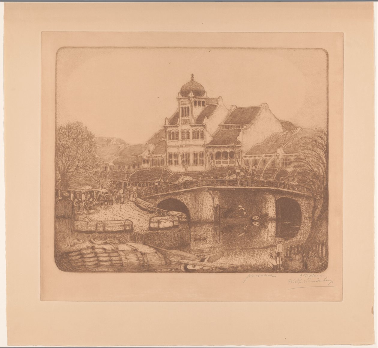 Ponte e edifício de escritórios em Batavia
Sobre o Kali Besar em Batávia (título original) de Wijnand Otto Jan Nieuwenkamp (signed by artist)