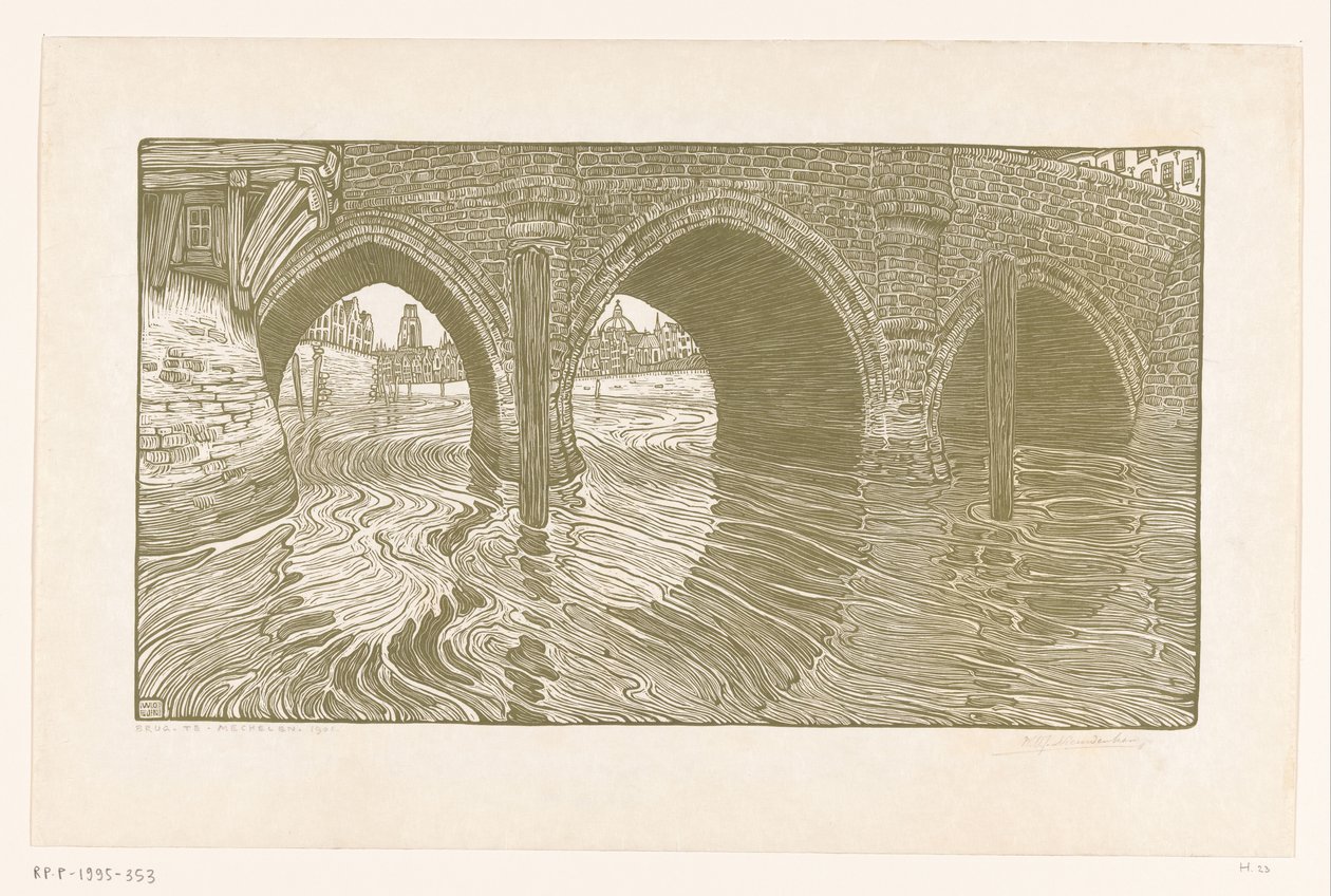 Ponte em Mechelen (título original) de Wijnand Otto Jan Nieuwenkamp (signed by artist)