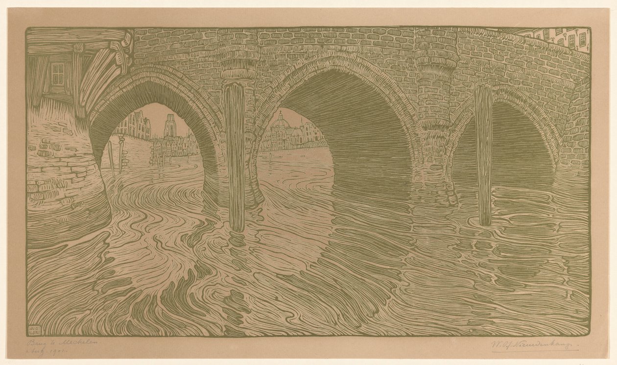 Ponte em Mechelen (título original) de Wijnand Otto Jan Nieuwenkamp (signed by artist)