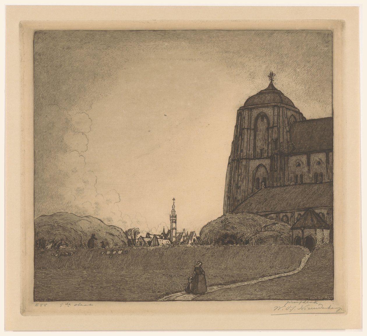 Vista de Veere (título original) de Wijnand Otto Jan Nieuwenkamp (signed by artist)