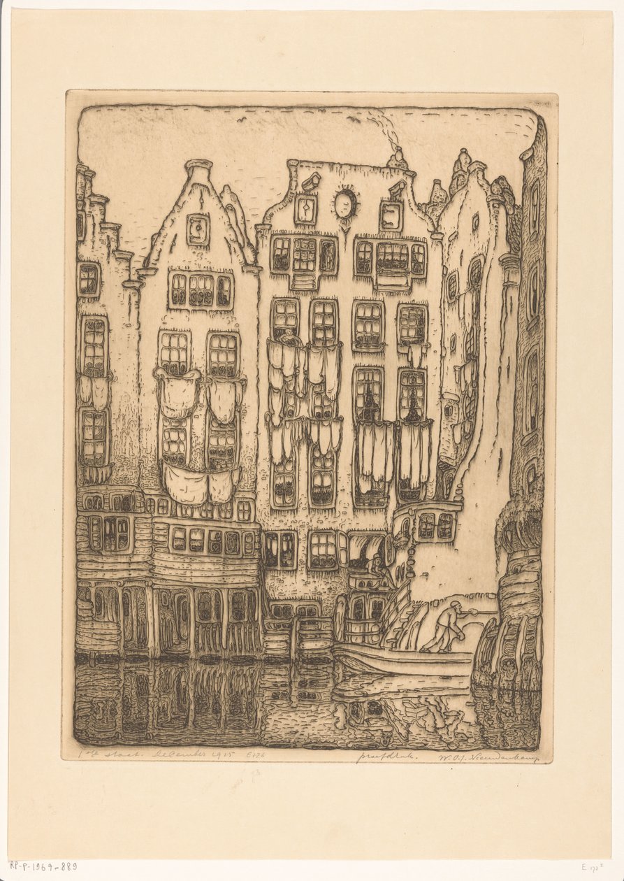 Casas do canal no Sint-Olofssteeg em Amsterdã Amsterdã (título original) de Wijnand Otto Jan Nieuwenkamp (signed by artist)