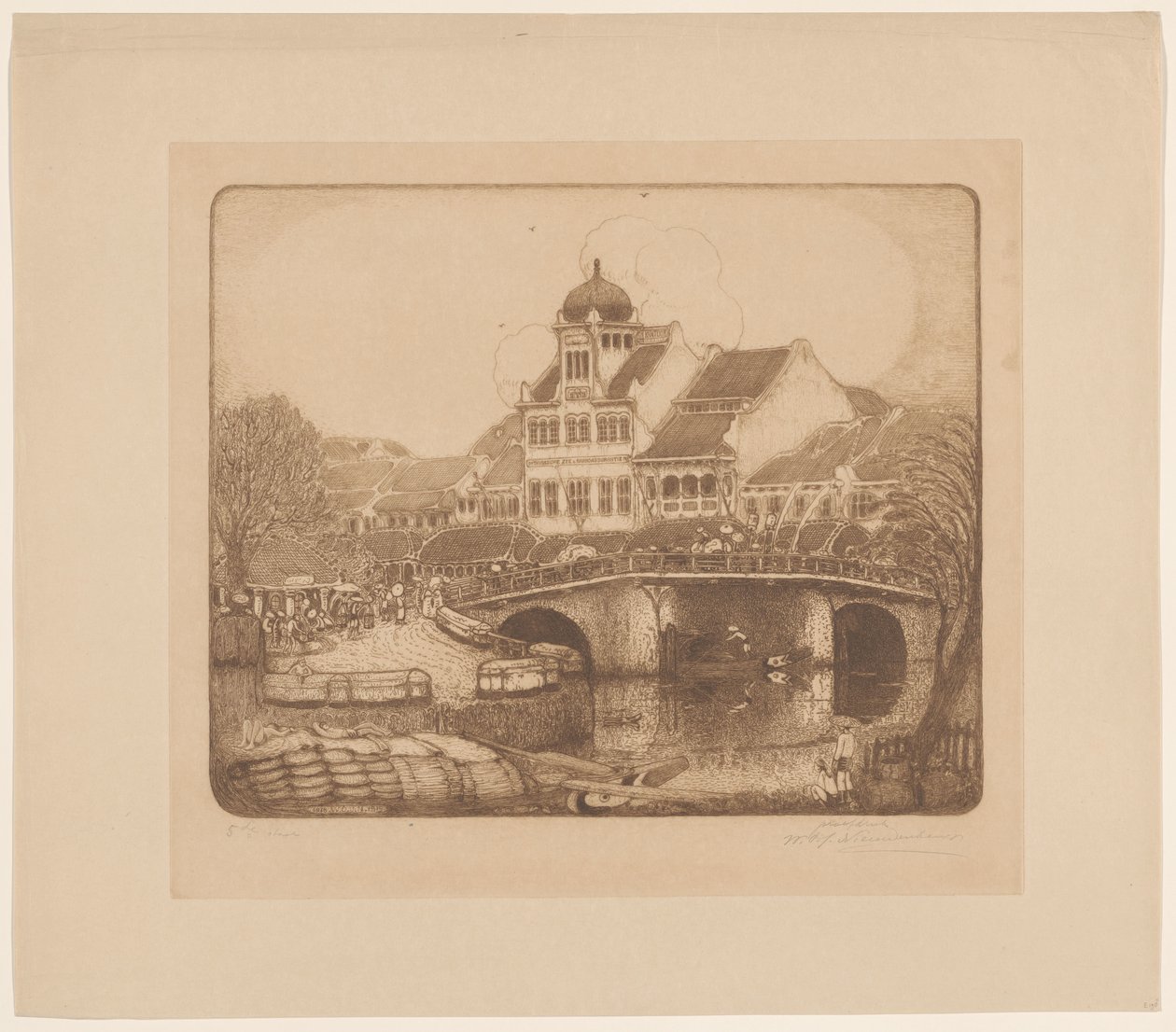 O edifício de escritórios da empresa Sluyters & Co. Kali Besar Batavia (título original) de Wijnand Otto Jan Nieuwenkamp (signed by artist)