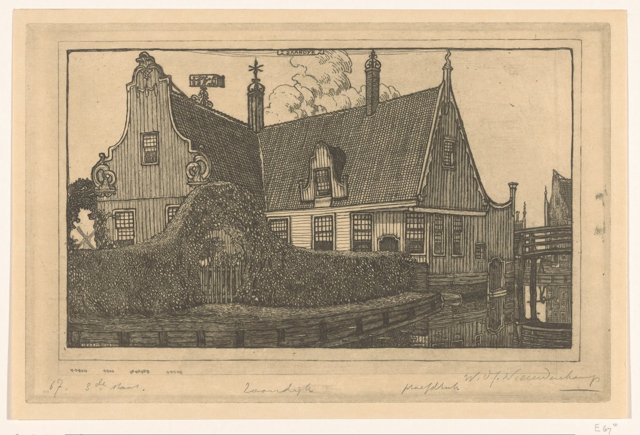 Casa de madeira na água em Zaandijk Casa em Zaandijk (título original) de Wijnand Otto Jan Nieuwenkamp (signed by artist)