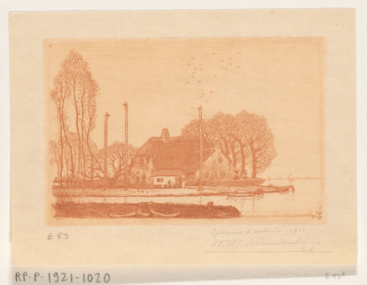 Casa na água em Oude Wetering De Oude Wetering (título original) de Wijnand Otto Jan Nieuwenkamp (signed by artist)