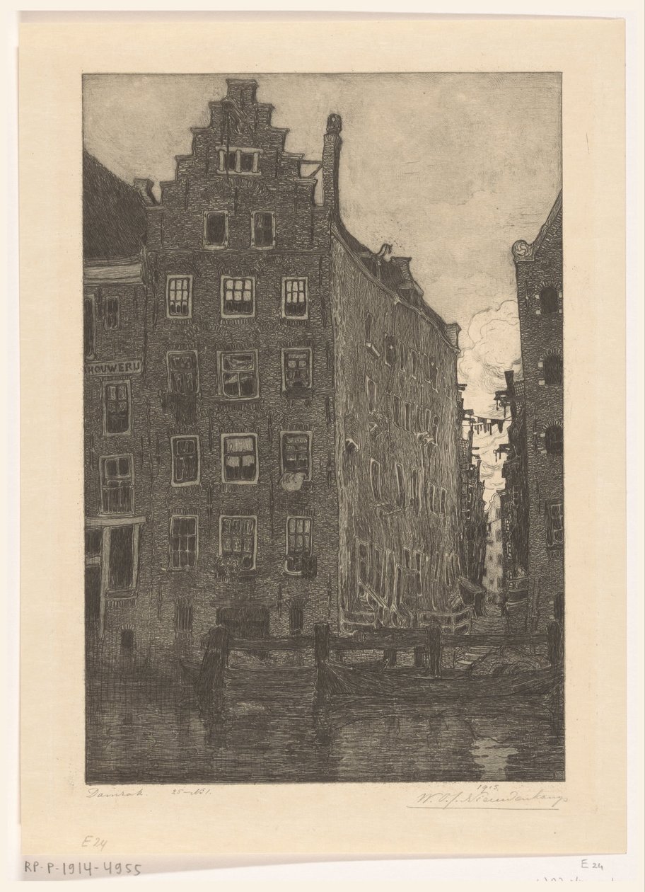 Casas no Damrak em Amsterdã No Damrak (título original) de Wijnand Otto Jan Nieuwenkamp (signed by artist)