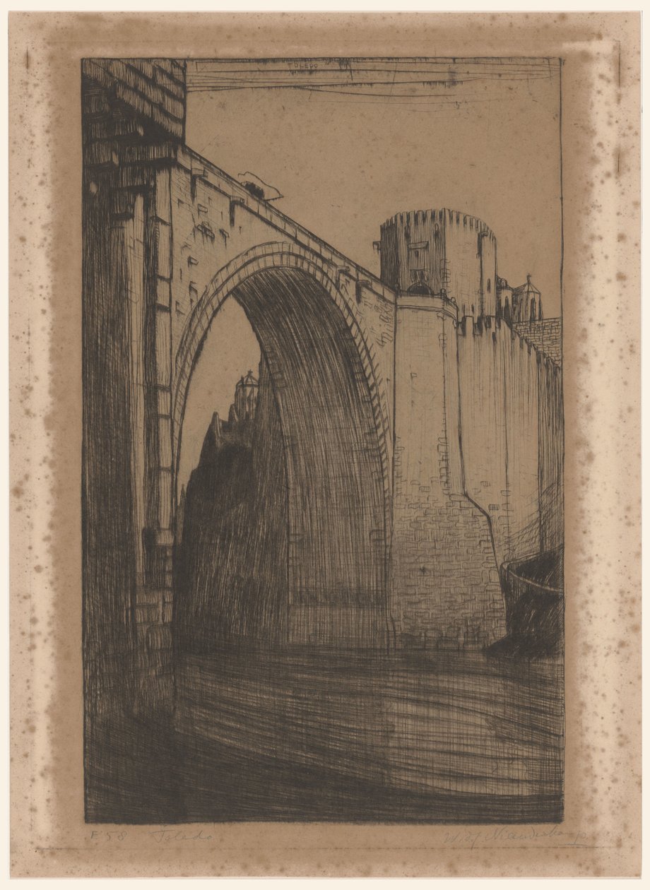 Ponte de Alcântara sobre Taag em Toledo Toledo, de oude brug (título original) de Wijnand Otto Jan Nieuwenkamp (signed by artist)