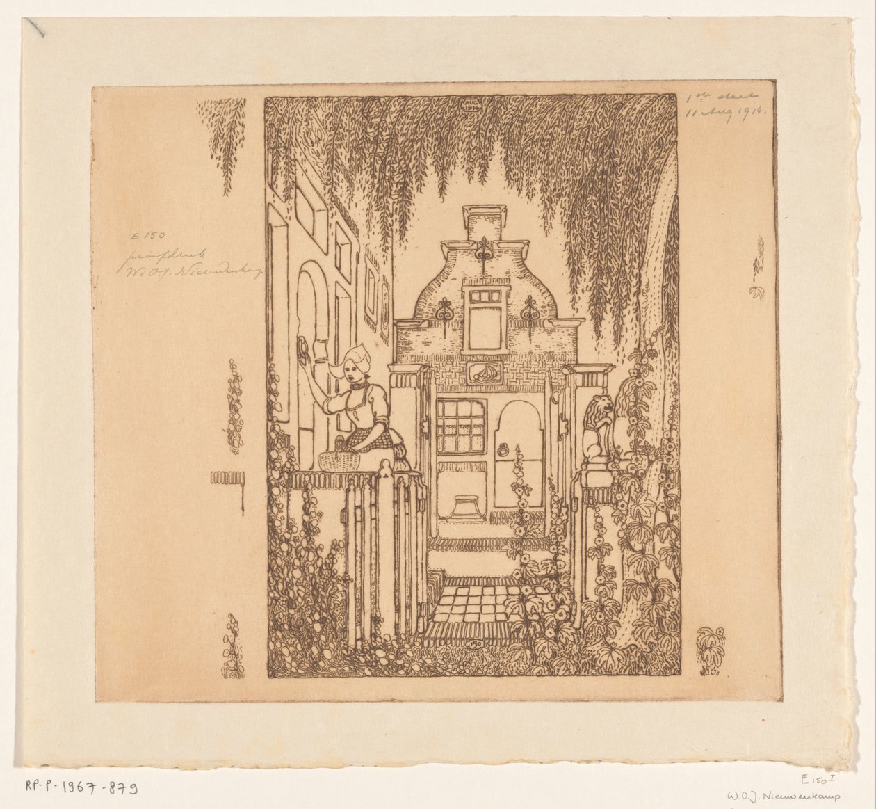 Mulher de fato batendo numa porta da frente em Edam
Na porta da frente (título original) de Wijnand Otto Jan Nieuwenkamp (signed by artist)