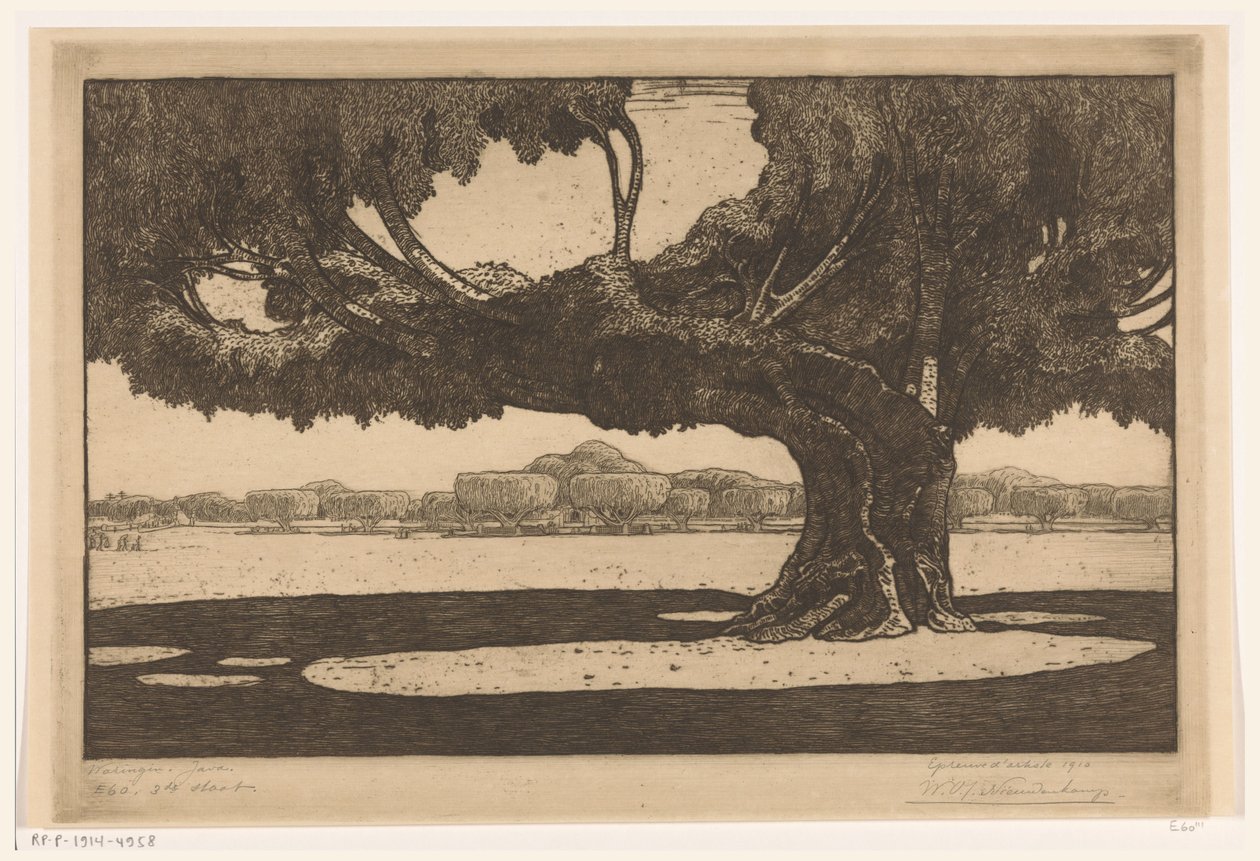 Árvores Waringin no jardim do palácio do sultão em Jogyakarta A Grande Árvore (título original) de Wijnand Otto Jan Nieuwenkamp (signed by artist)