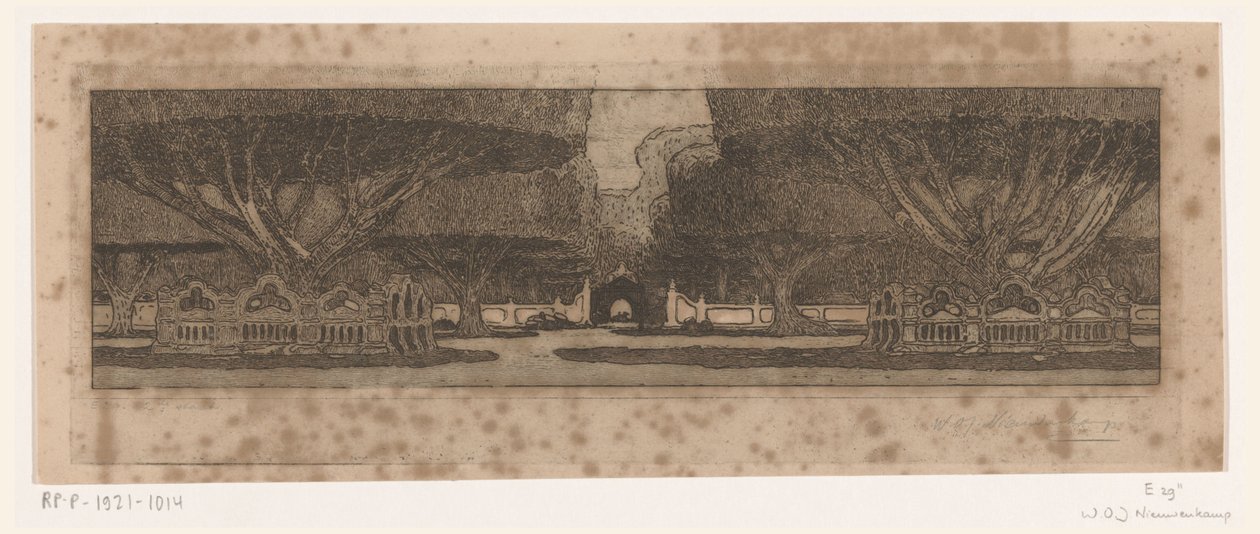 Árvores Waringin no jardim do palácio do sultão em Jogyakarta No palácio do sultão (título original) de Wijnand Otto Jan Nieuwenkamp (signed by artist)