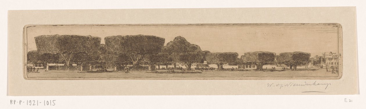 Árvores Waringin no jardim do palácio do sultão em Jogyakarta Praça em Jogjakarta (título original) de Wijnand Otto Jan Nieuwenkamp (signed by artist)