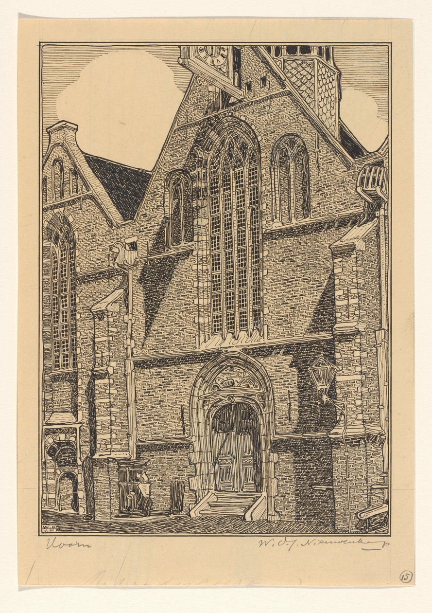 Fachada ocidental da igreja Noorderkerk em Hoorn de Wijnand Otto Jan Nieuwenkamp (signed by artist)