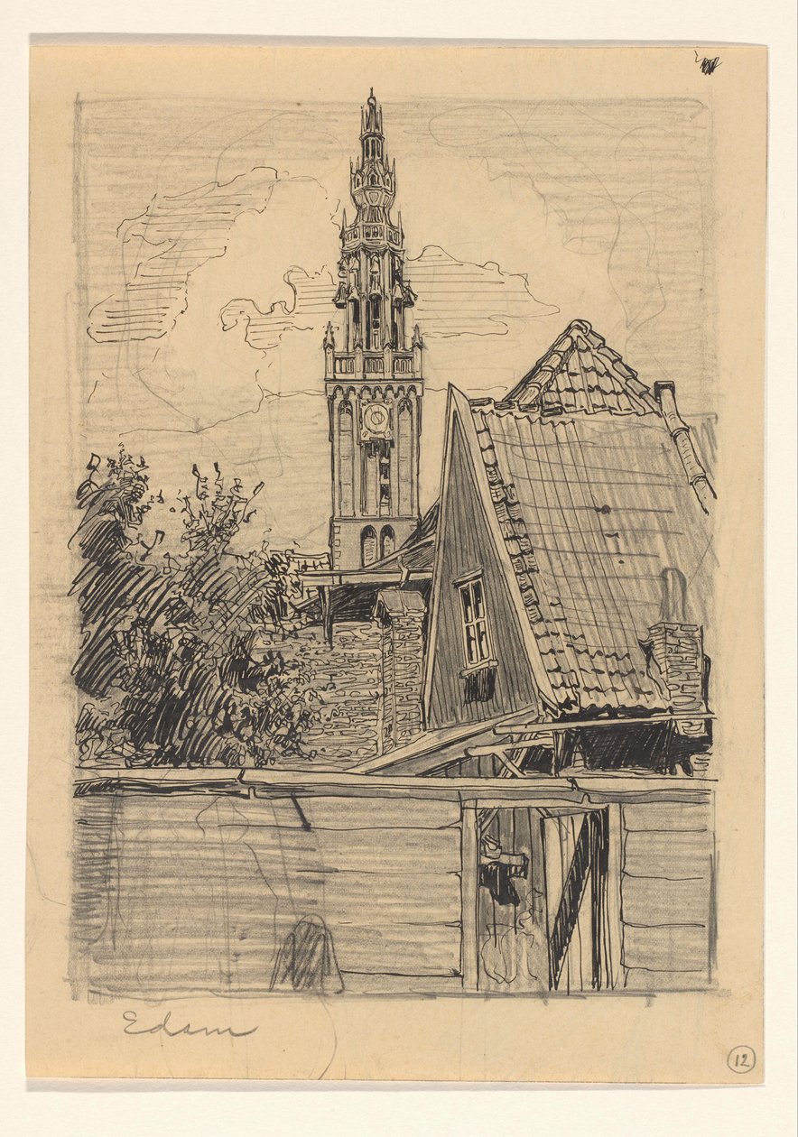 Vista do campanário da Igreja de Nossa Senhora em Edam de Wijnand Otto Jan Nieuwenkamp
