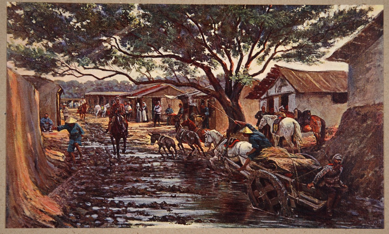 Uma colônia russa em Mukden, ilustração da "Manchúria: imagens da guerra russo-japonesa", editada por A. Martynoff, São Petersburgo, 1907 de Wiktor Mazourowsky