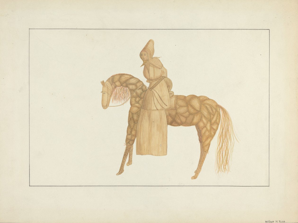 Boneca de palha de milho a cavalo de Wilbur M Rice