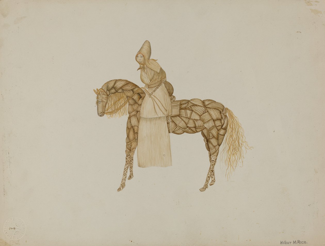 Boneca de palha de milho a cavalo de Wilbur M Rice