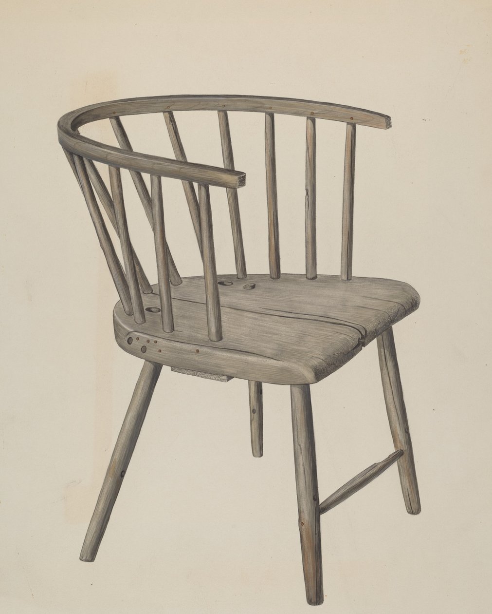 Cadeira de braços feita à mão, c. 1937. de Wilbur M Rice