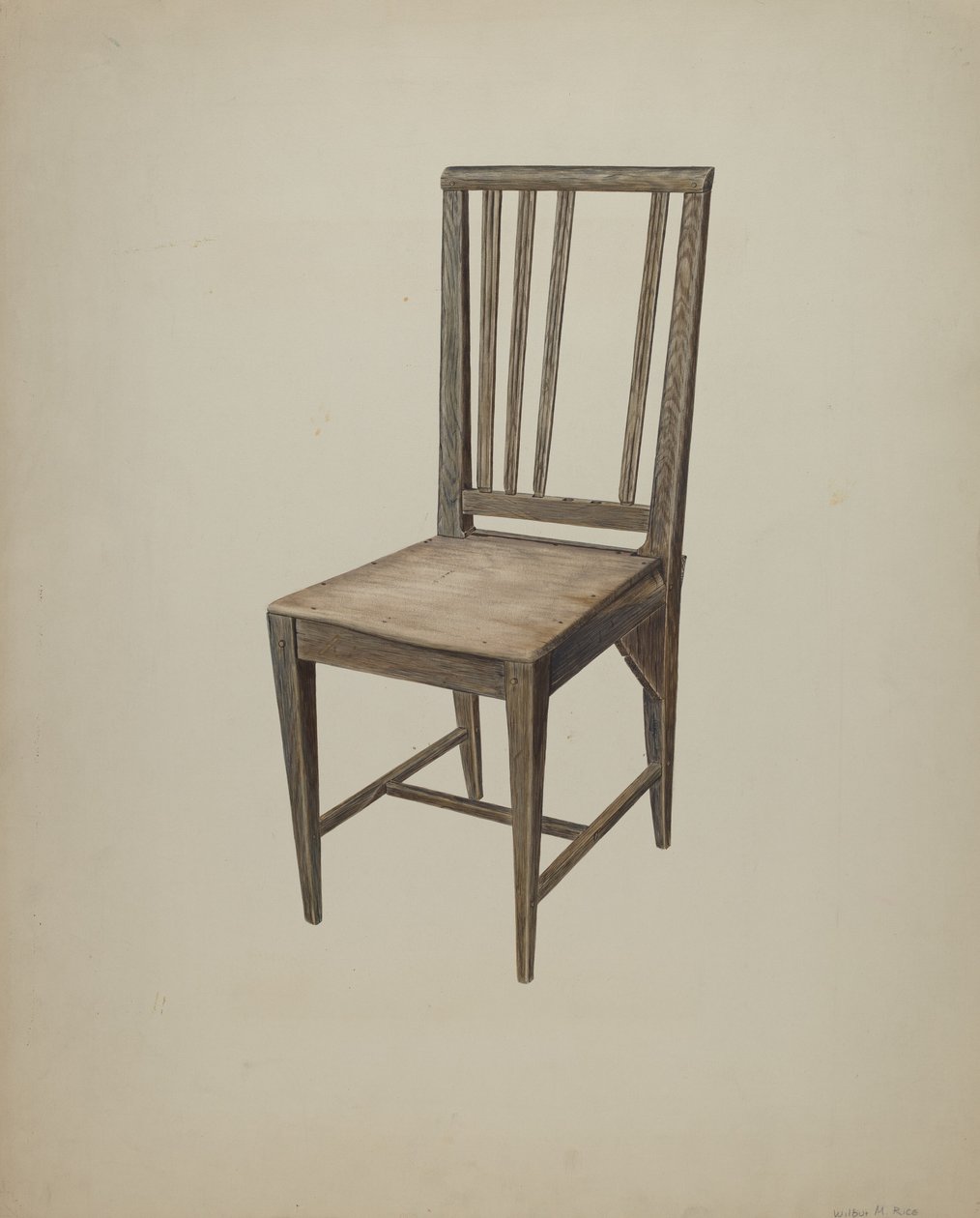 Cadeira de Madeira Reta, c. 1938. de Wilbur M Rice