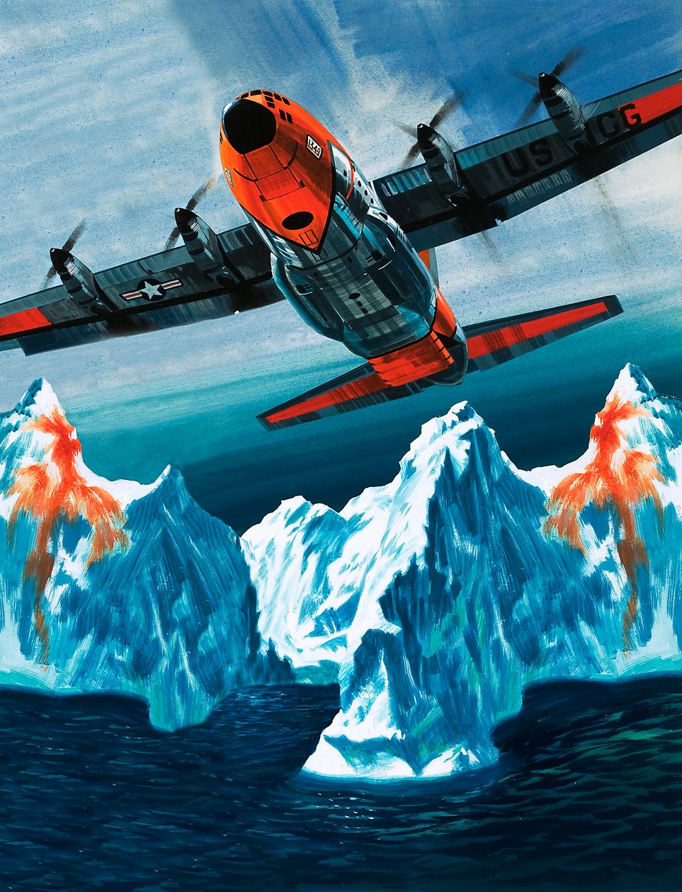 Um Lockheed Hercules a patrulhar icebergues para a Guarda Costeira de Wilf (20th century) Hardy