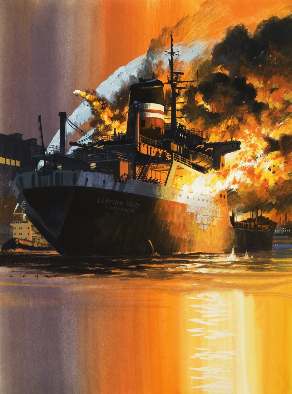 Navio em chamas de Wilf (20th century) Hardy