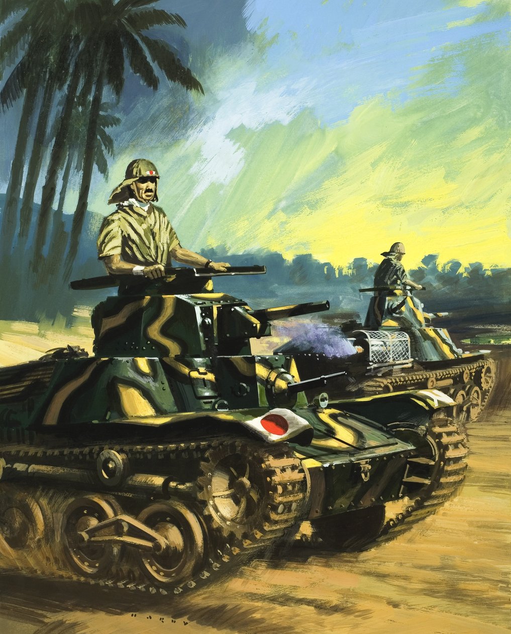 Tanques japoneses (guache sobre papel) de Wilf (20th century) Hardy