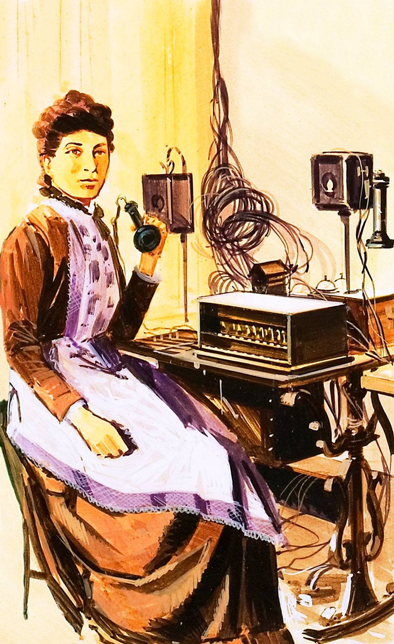 A central telefónica de Croydon em 1884 de Wilf (20th century) Hardy