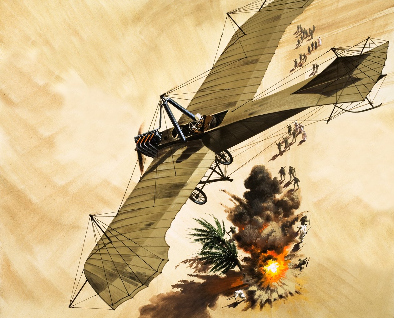em 1911, o tenente Giulip Gavotti foi o primeiro homem a lançar uma bomba de um avião de Wilf (20th century) Hardy