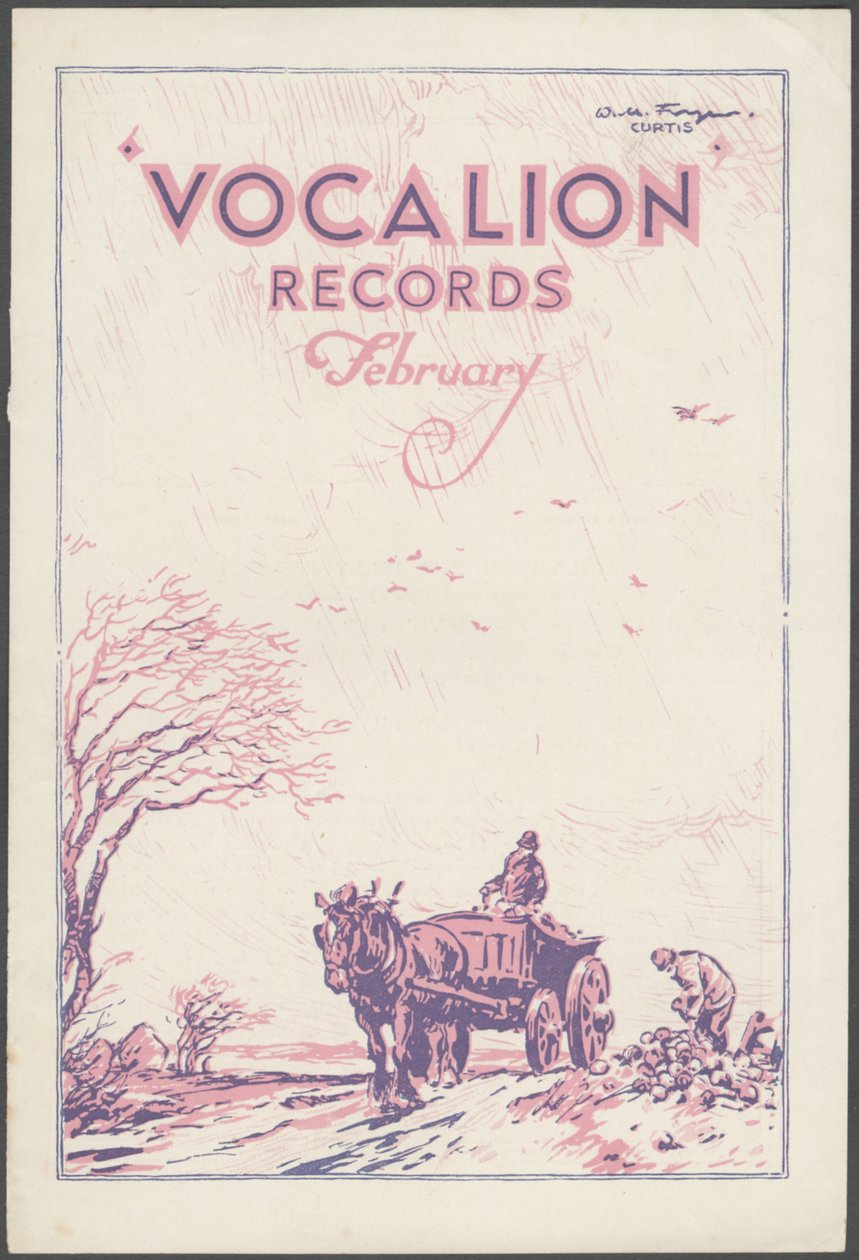 Boletim Vocalion Records, década de 1920 de Wilfred Fryer, Curtis Advertising Agency